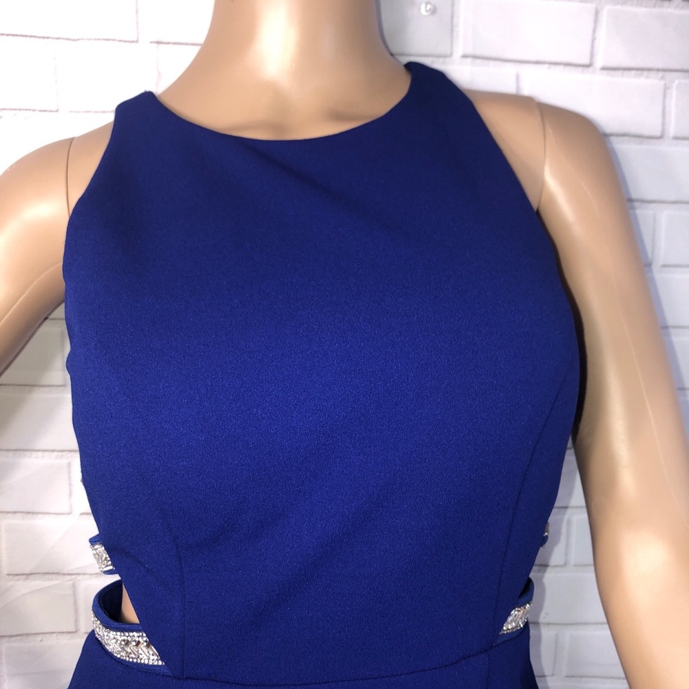 Women Dress  Royal Size 3 Blue Formal Mini Pencil Ruffle Party Dear Moon  Party